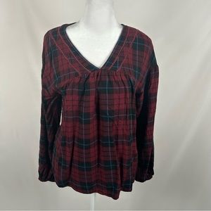 Knox Rose Red Black Plaid Long Sleeve Blouse Size Medium